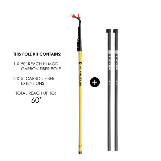 Tucker High Reach 60 foot HiMod carbon water fed pole with brush.